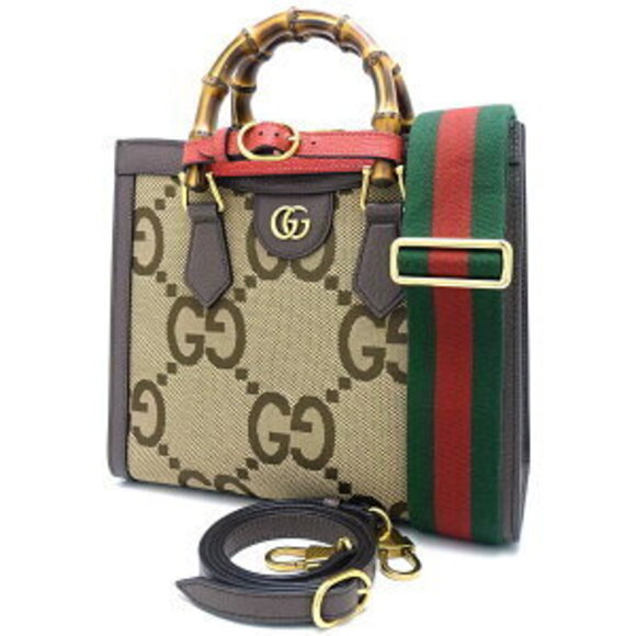 Gucci Diana Handbag Bamboo GG Canvas Brown Beige - Picture 9 of 9